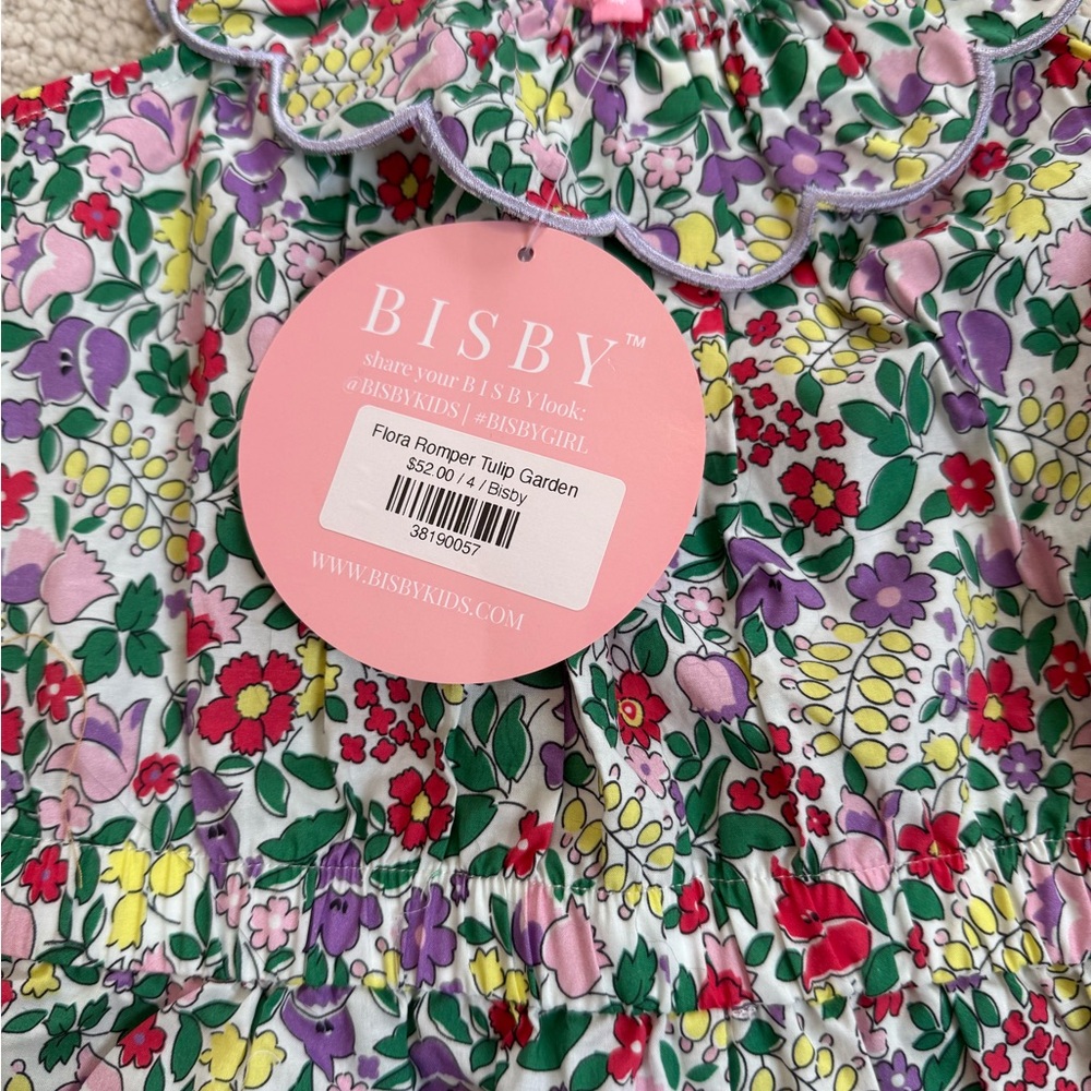 Bisby Floral Girls' One-Piece Romper in Multicolor - 4T - Picture 2 of 2